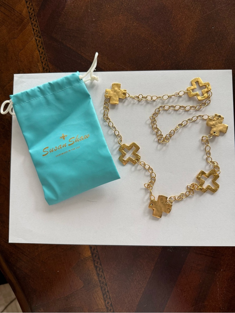 Susan Shaw Gold Cross-Link Necklace - Gold